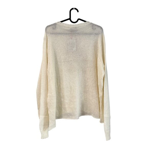 Wooden Ships Metallic Gold Snowflake Crew Lightweight Sweater Womens M/L NEW - Picture 6 of 7